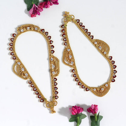 Maroon Color Rhinestone Anklets (ANK983MRN) - preyans.com