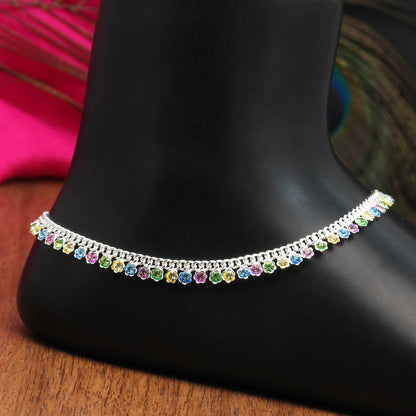 Multi Color Rhinestone Anklets (ANK984MLT) - preyans.com