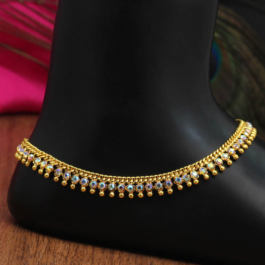 Rainblow Color Rhinestone Anklets (ANK989RNW) - preyans.com