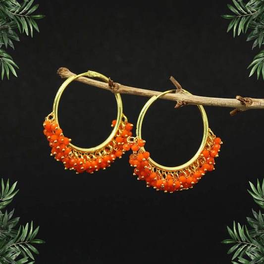 Orange Color Antique Hoop Earrings (ANTE1459ORG) - preyans.com