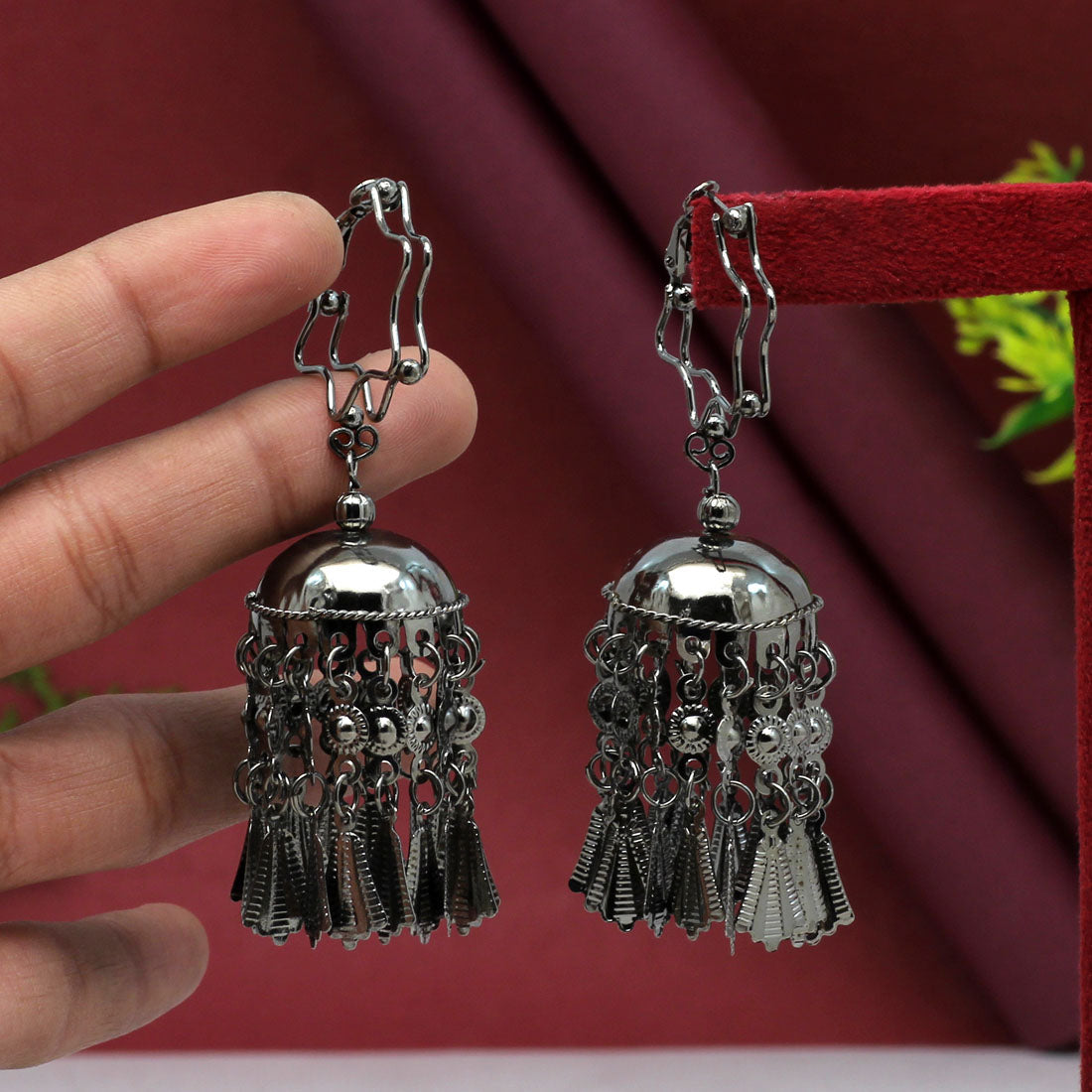 Black Color Antique Earrings (ANTE1587BLK) - preyans.com