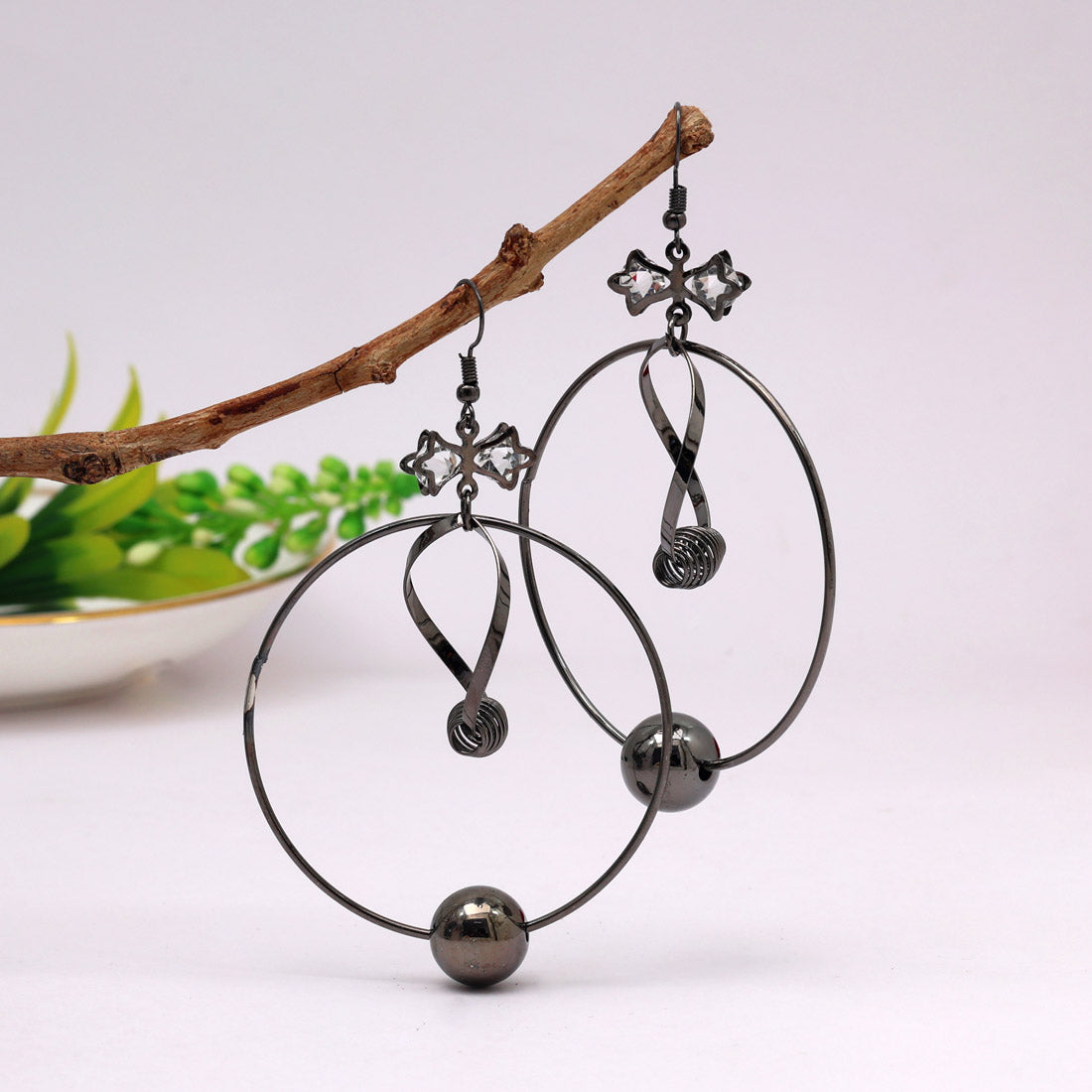 Black Color Fashion Earrings (ANTE1713BLK) - preyans.com