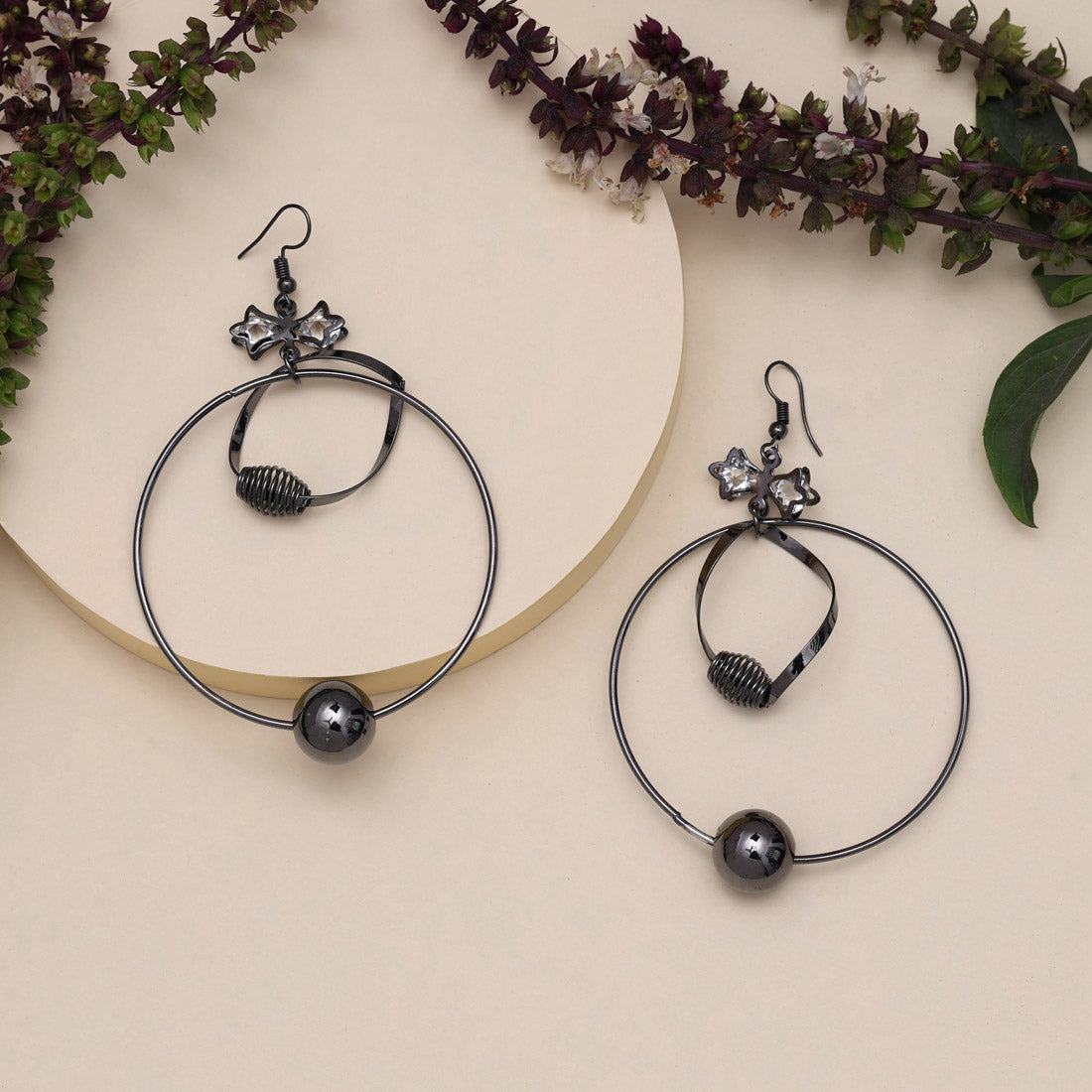 Black Color Fashion Earrings (ANTE1713BLK) - preyans.com