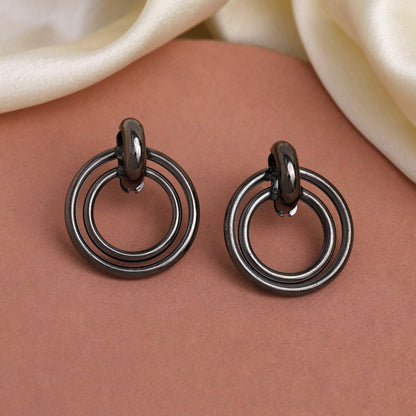 Black Color Fashion Earrings (ANTE1725BLK) - preyans.com