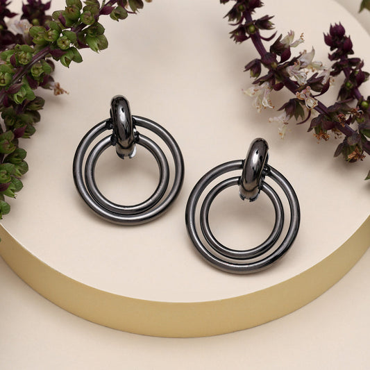 Black Color Fashion Earrings (ANTE1725BLK) - preyans.com