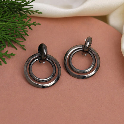 Black Color Fashion Earrings (ANTE1726BLK) - preyans.com