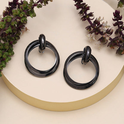 Black Color Fashion Earrings (ANTE1727BLK) - preyans.com