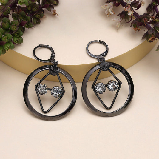 Black Color Fashion Earrings (ANTE1732BLK) - preyans.com