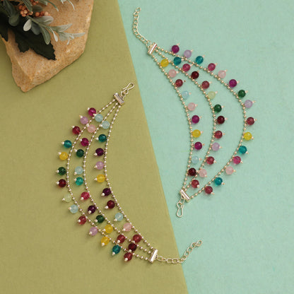 Multi Color Antique Earrings Chain (ANTE1752MLT) - preyans.com