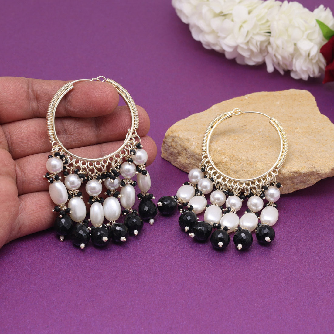 Black Color Antique Earrings (ANTE1753BLK) - Preyans.com