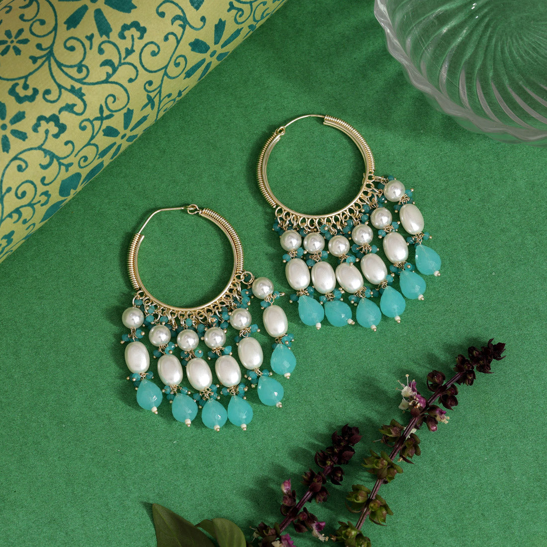 Firozi Color Antique Earrings (ANTE1753FRZ) - Preyans.com