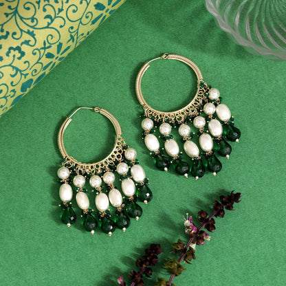 Green Color Antique Earrings (ANTE1753GRN) - Preyans.com