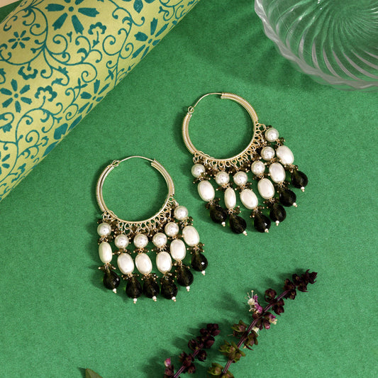 Mehandi Green Color Antique Earrings (ANTE1753MGRN) - Preyans.com