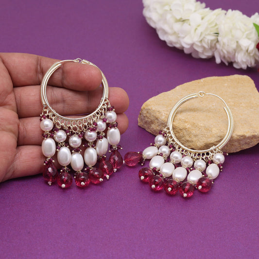 Magenta Color Antique Earrings (ANTE1753MNT) - Preyans.com