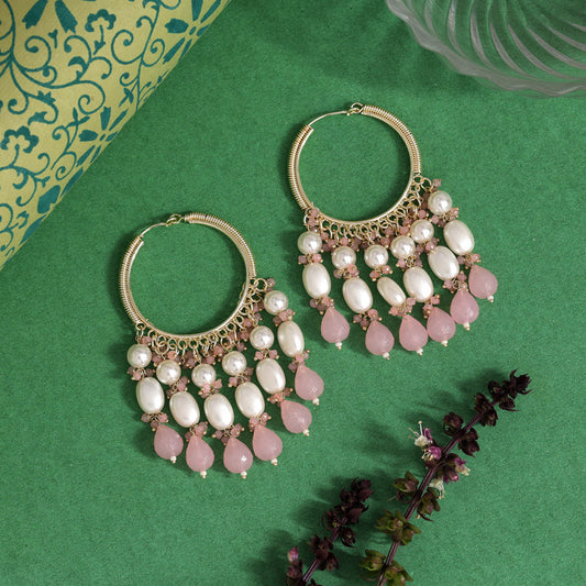 Pink Color Antique Earrings (ANTE1753PNK) - Preyans.com