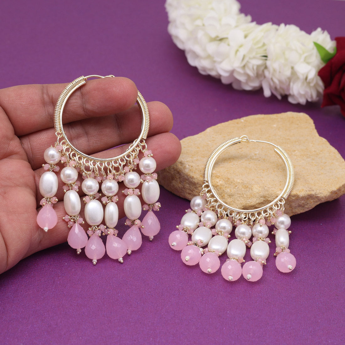 Pink Color Antique Earrings (ANTE1753PNK) - Preyans.com