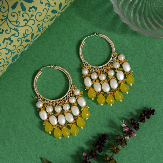 Yellow Color Antique Earrings (ANTE1753YLW) - Preyans.com