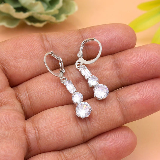 Radiant Silver Color Antique Stone Earrings With Timeless Victorian Influence - Preyans.com