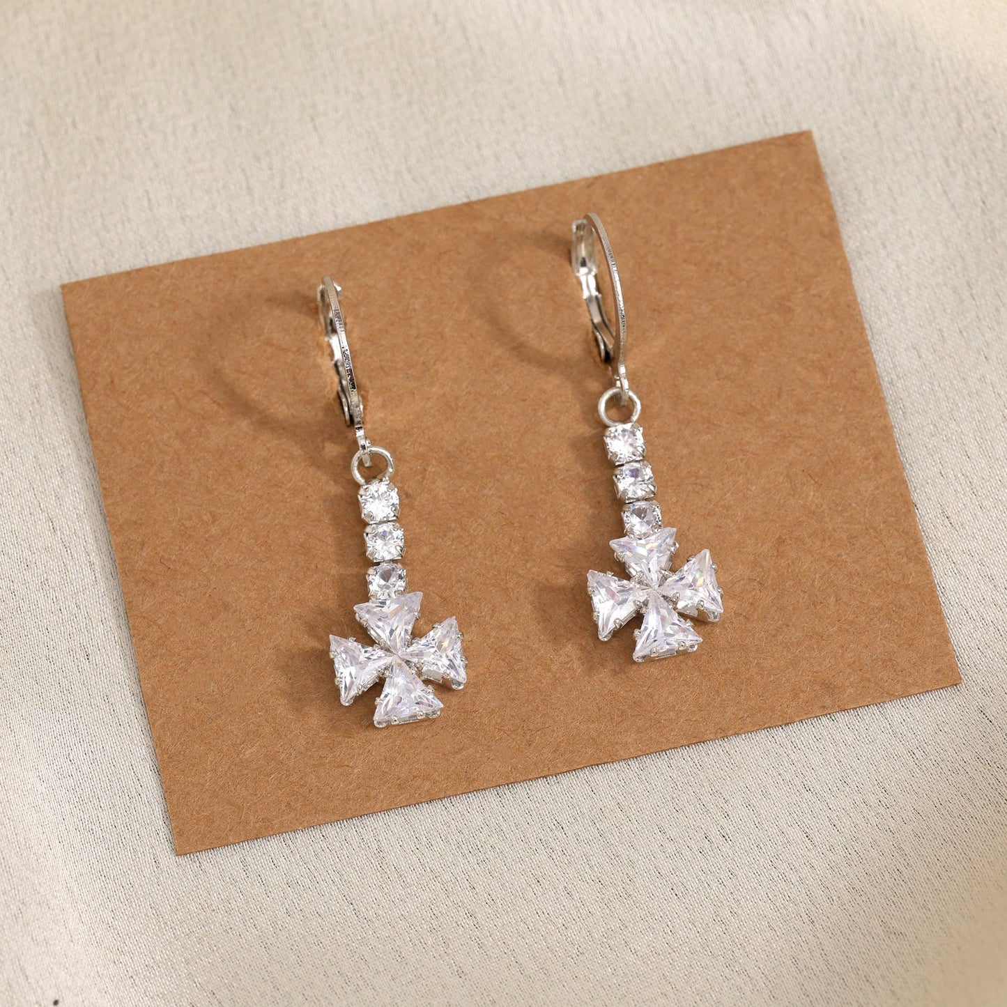 Exquisite Silver Color Antique Stone Earrings With Fine Antique Detailing - Preyans.com