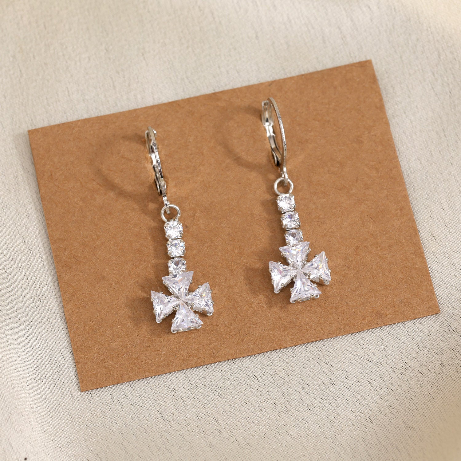 Exquisite Silver Color Antique Stone Earrings With Fine Antique Detailing - Preyans.com