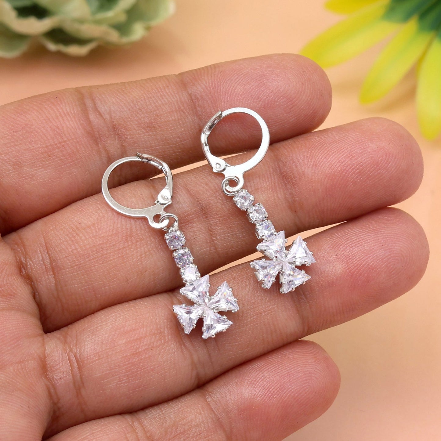 Exquisite Silver Color Antique Stone Earrings With Fine Antique Detailing - Preyans.com