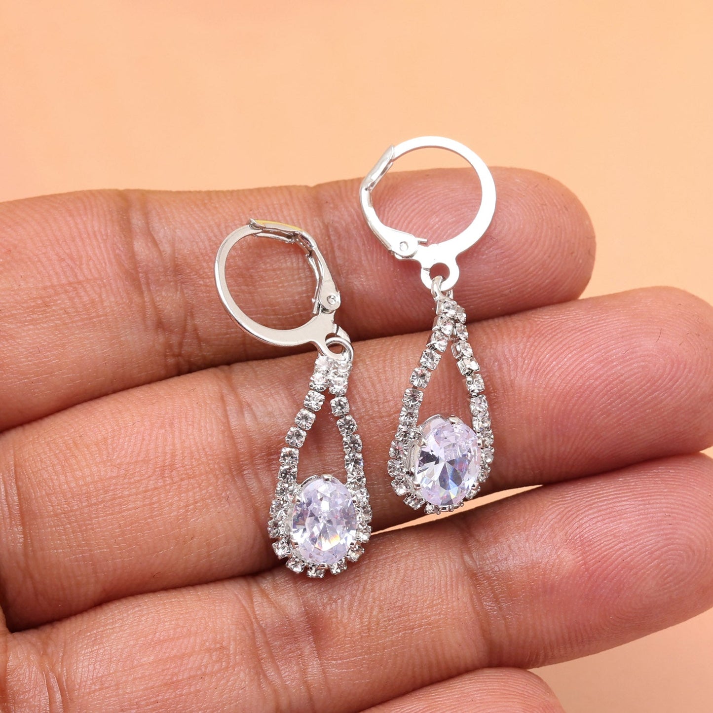 Refined Beauty: Silver Color Antique Stone Earrings With Artistic Touch - Preyans.com