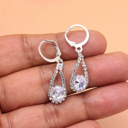 Refined Beauty: Silver Color Antique Stone Earrings With Artistic Touch - Preyans.com