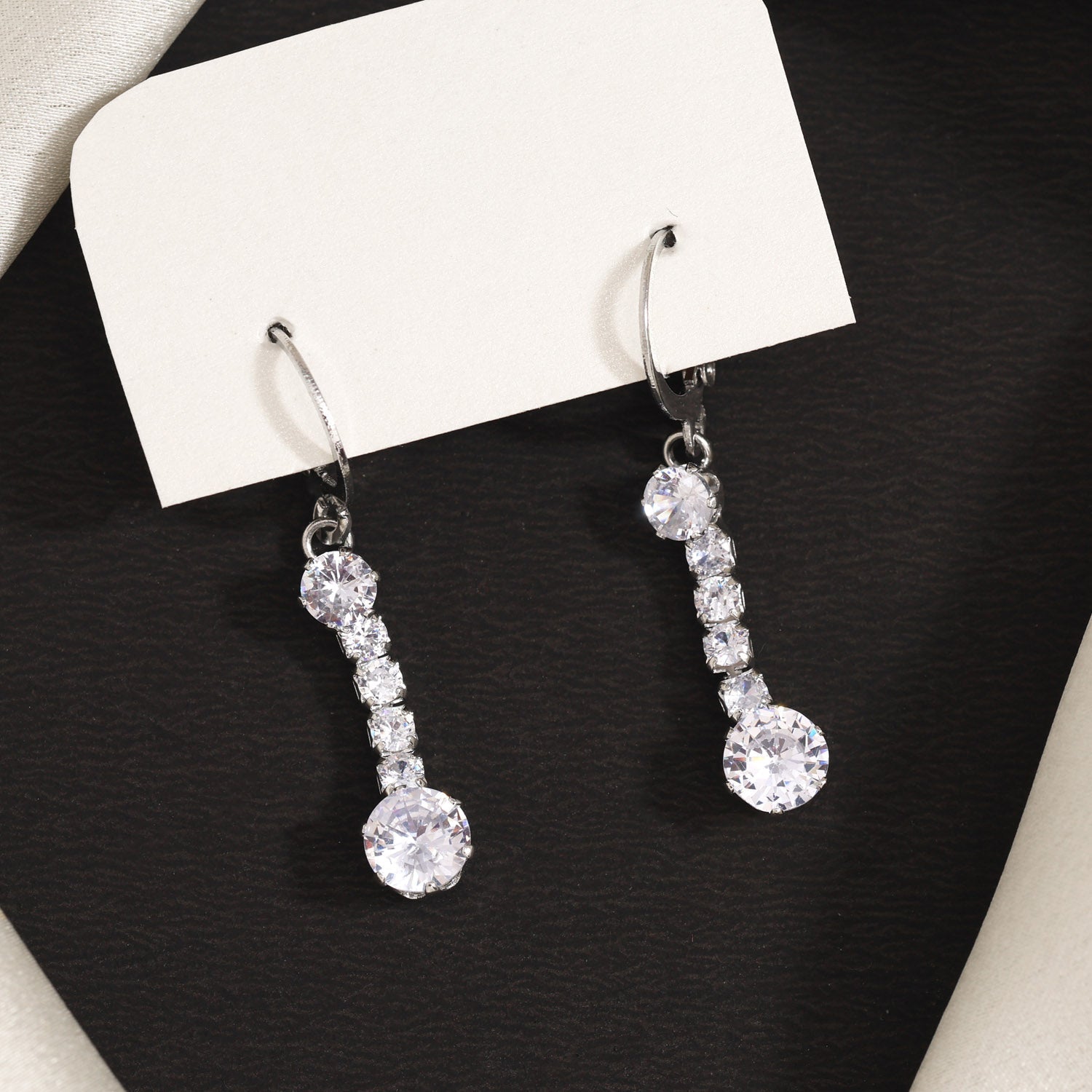 Romantic Charm In Silver Color Antique Stone Earrings With Delicate Finish - Preyans.com