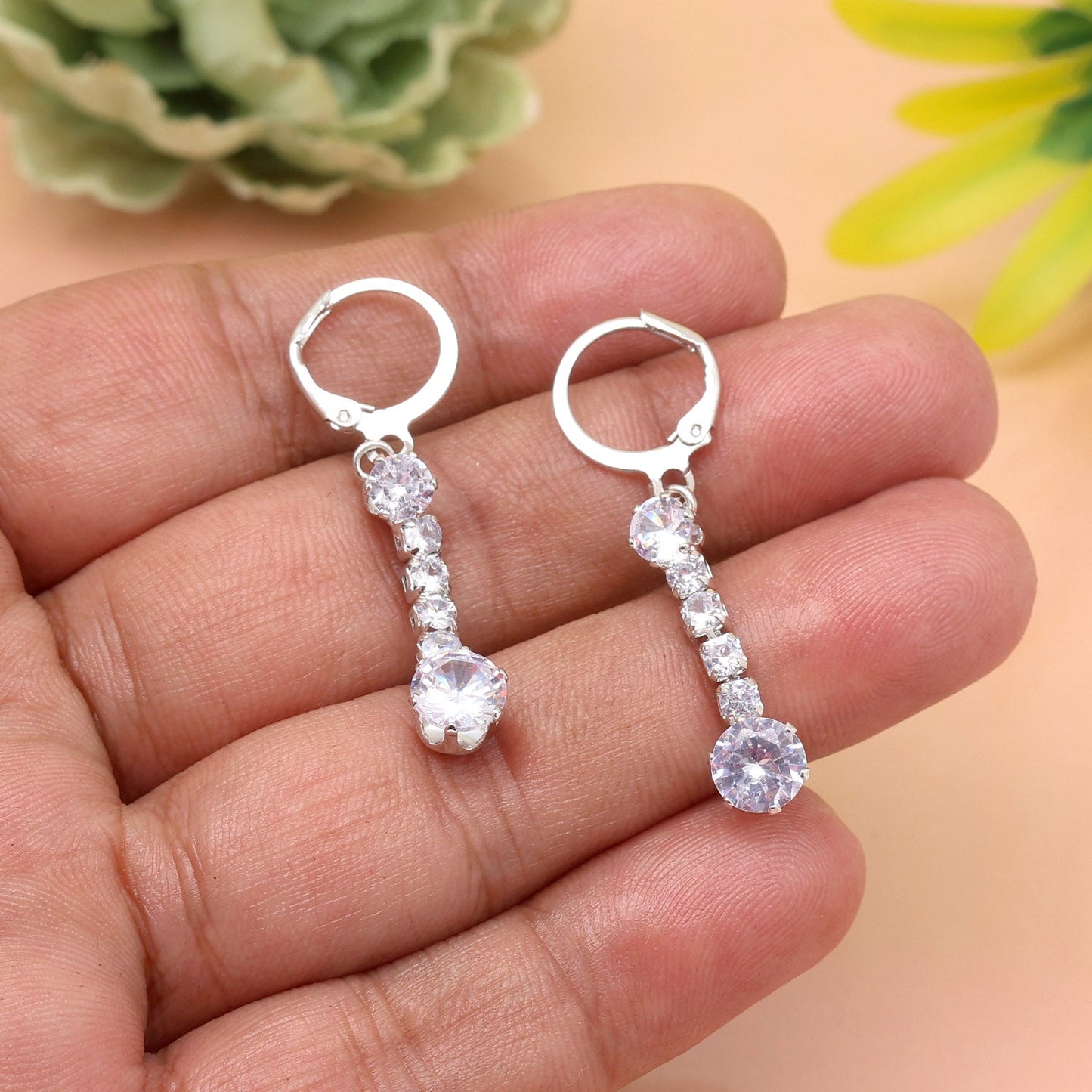 Romantic Charm In Silver Color Antique Stone Earrings With Delicate Finish - Preyans.com