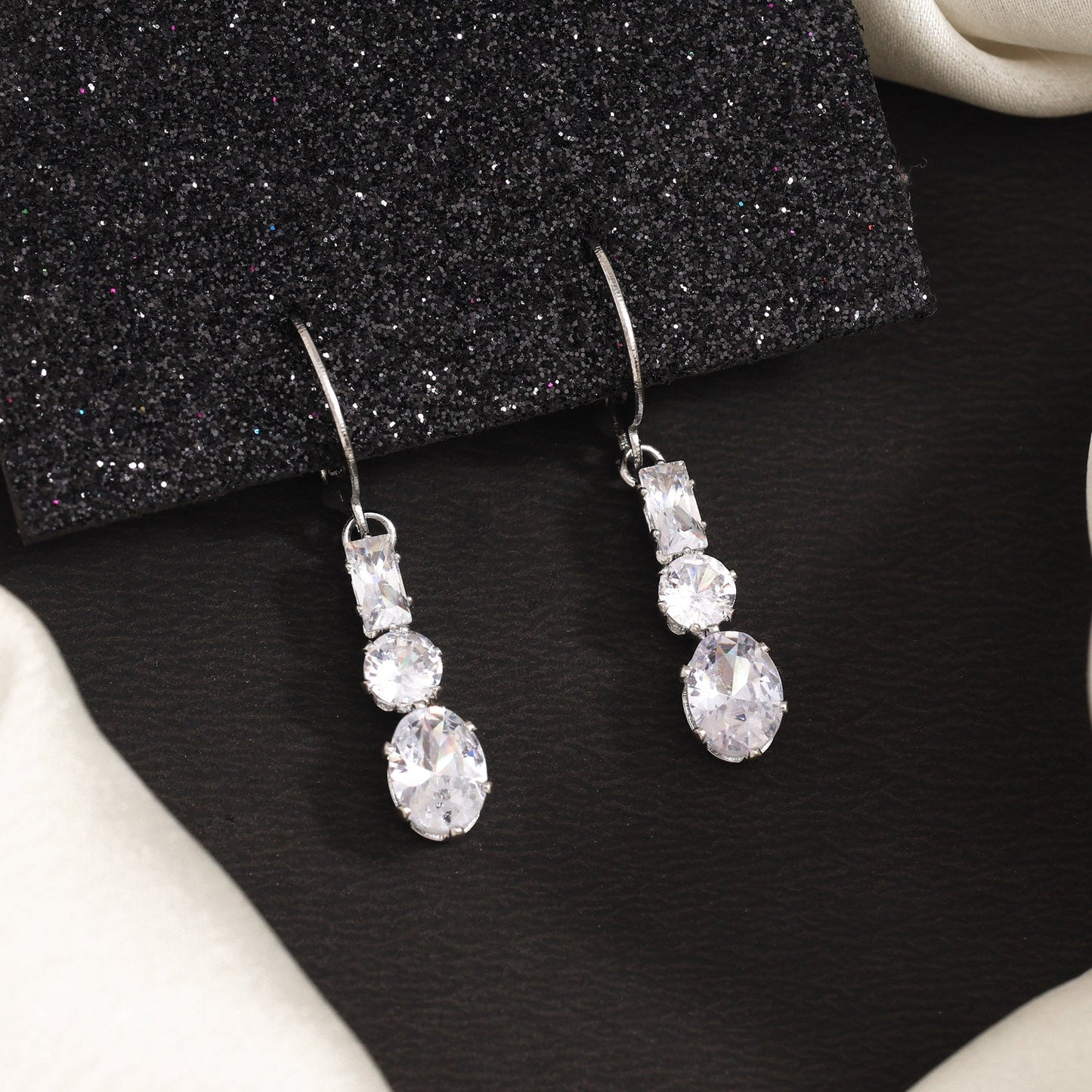 Silver Color Antique Stone Earrings With Unique, Eye-Catching Details - Preyans.com