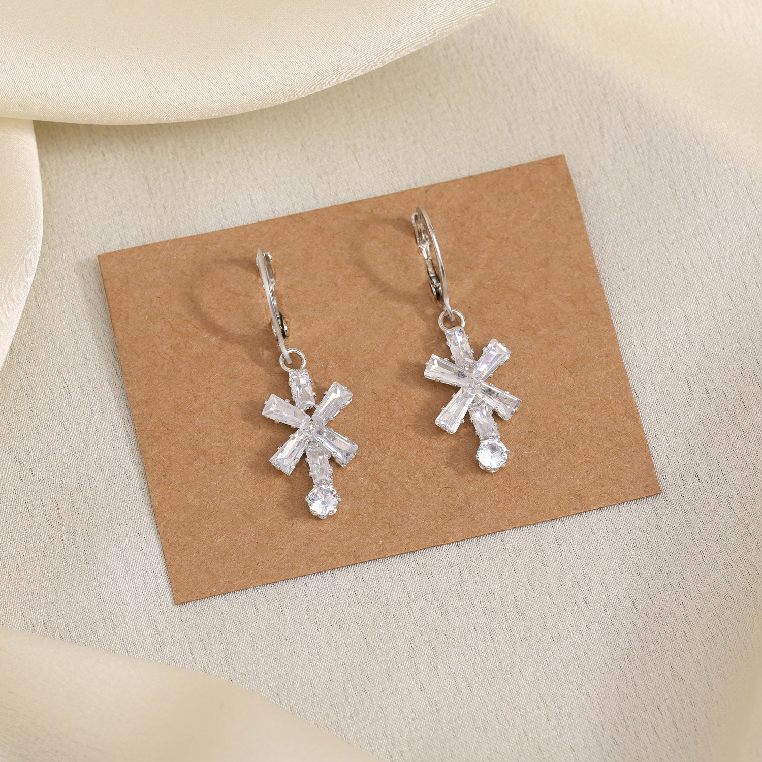 Glamorous Accents In Silver Color Antique Stone Earrings For Formal Wear - Preyans.com