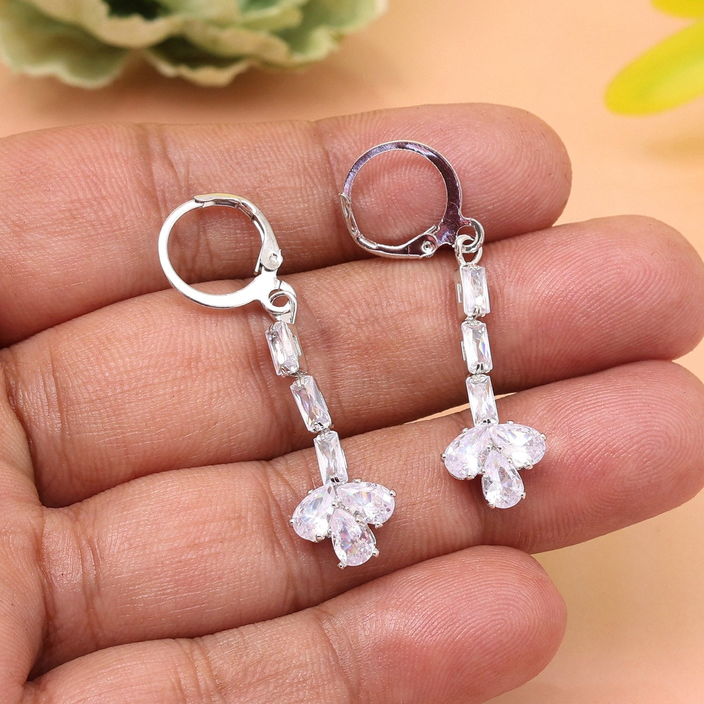 Silver Color Antique Stone Earrings Featuring Historic Design Inspirations - Preyans.com