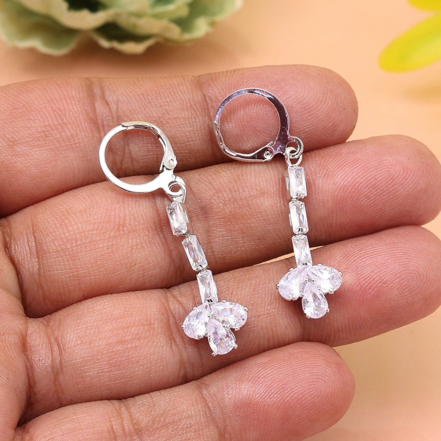 Silver Color Antique Stone Earrings Featuring Historic Design Inspirations - Preyans.com