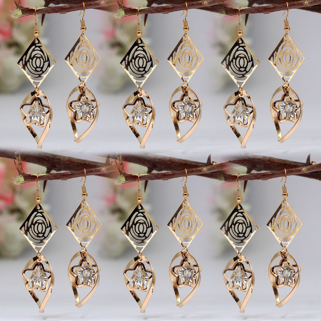 Gold Color Antique Earrings Combo Of 6 Pairs (ANTE483CMB) - preyans.com