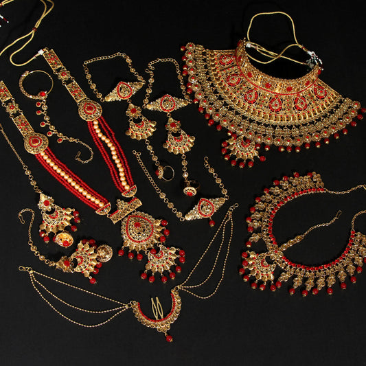 Red Color Kundan Bridal Set (BDL206RED) - preyans.com