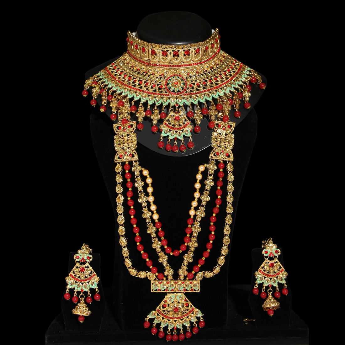 Red Color Kundan Bridal Set (BDL207RED) - preyans.com