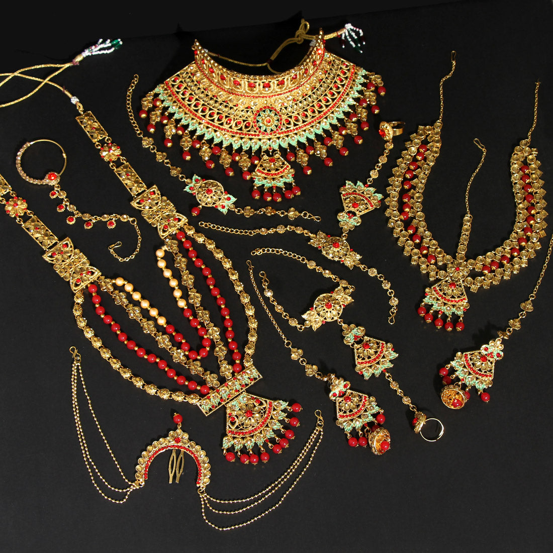 Red Color Kundan Bridal Set (BDL207RED) - preyans.com