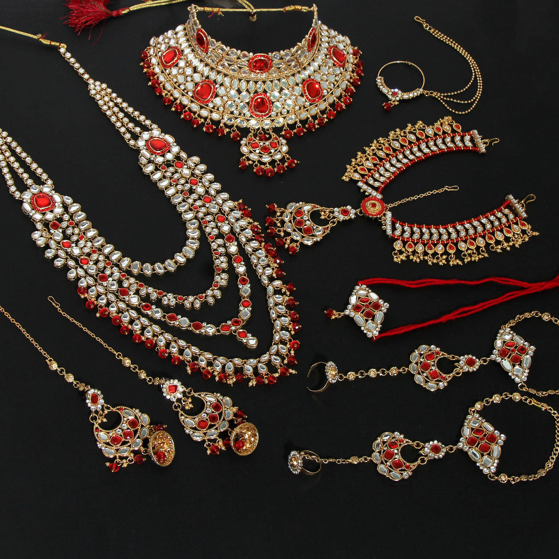 Red Color Kundan Bridal Set (BDL235RED) - preyans.com