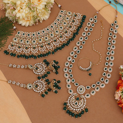 Green Color Kundan Dulhan Set (BDL249GRN) - Preyans.com