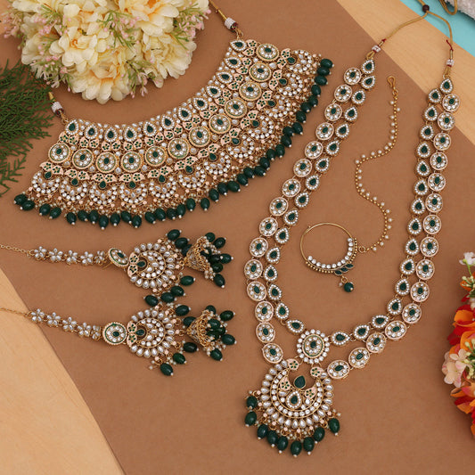 Green Color Kundan Dulhan Set (BDL249GRN) - Preyans.com