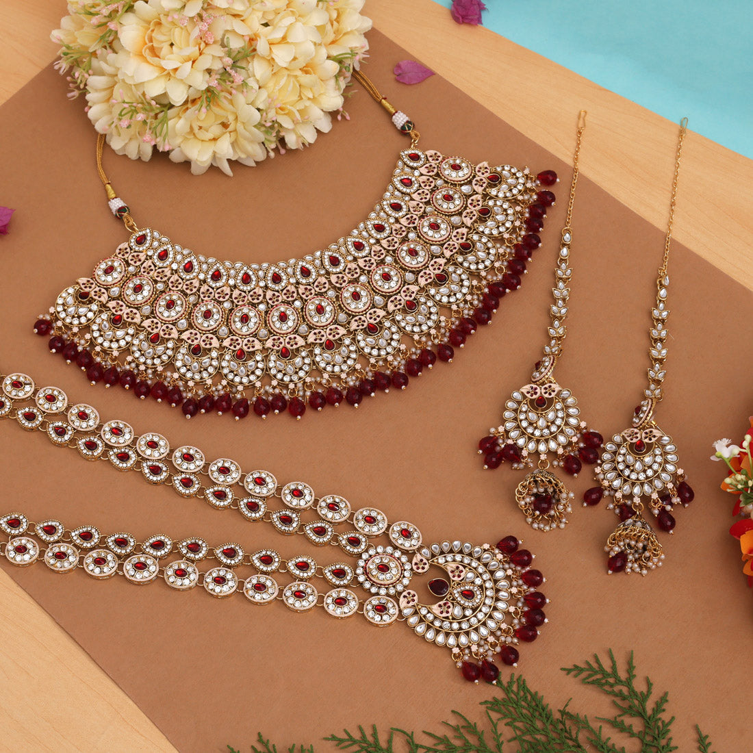 Maroon Color Kundan Dulhan Set (BDL249MRN) - Preyans.com