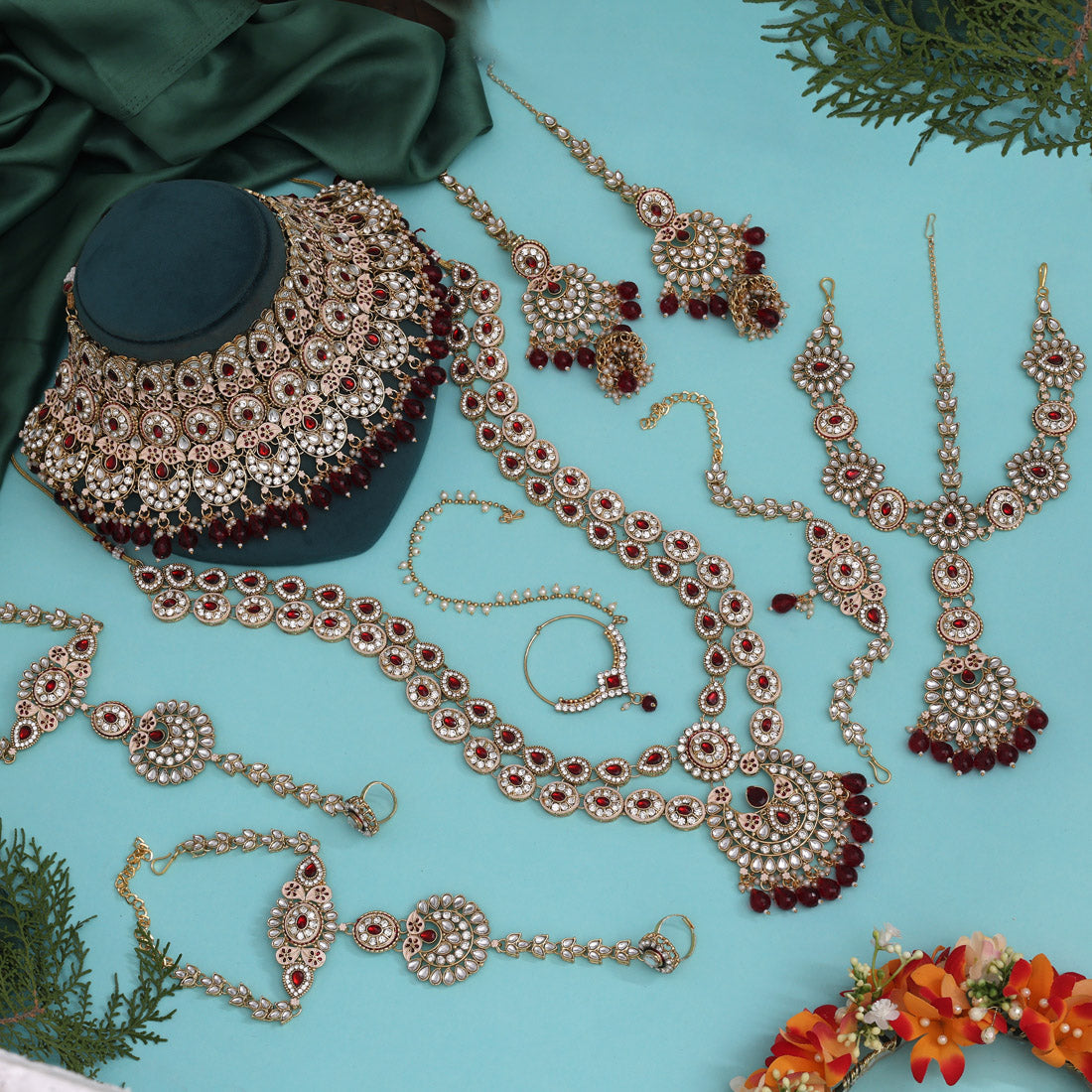 Maroon Color Kundan Dulhan Set (BDL249MRN) - Preyans.com