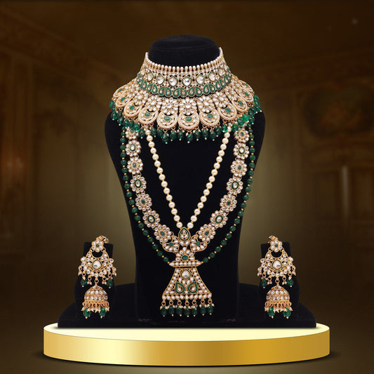 Green Color Kundan Dulhan Set (BDL250GRN) - Preyans.com