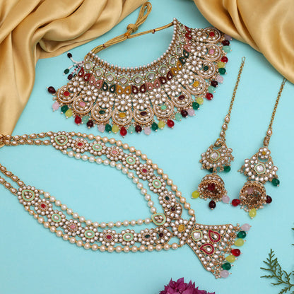 Multi Color Kundan Dulhan Set (BDL250MLT) - Preyans.com