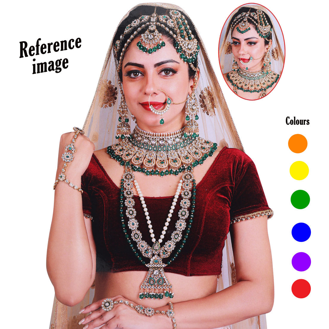 Multi Color Kundan Dulhan Set (BDL250MLT) - Preyans.com