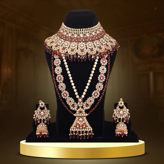 Maroon Color Kundan Dulhan Set (BDL250MRN) - Preyans.com