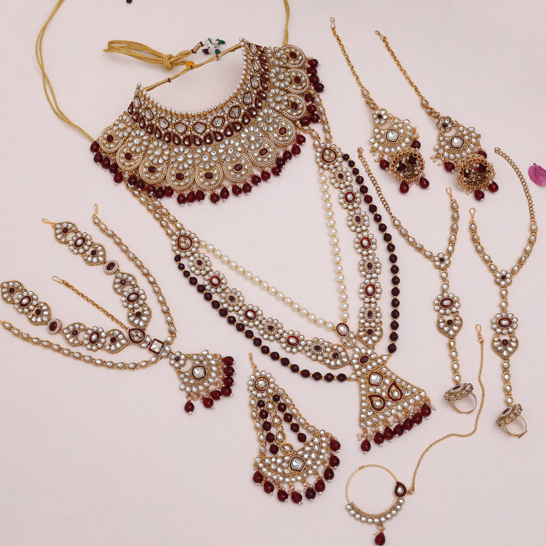 Maroon Color Kundan Dulhan Set (BDL250MRN) - Preyans.com