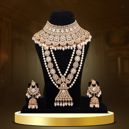 White Color Kundan Dulhan Set (BDL250WHT) - Preyans.com