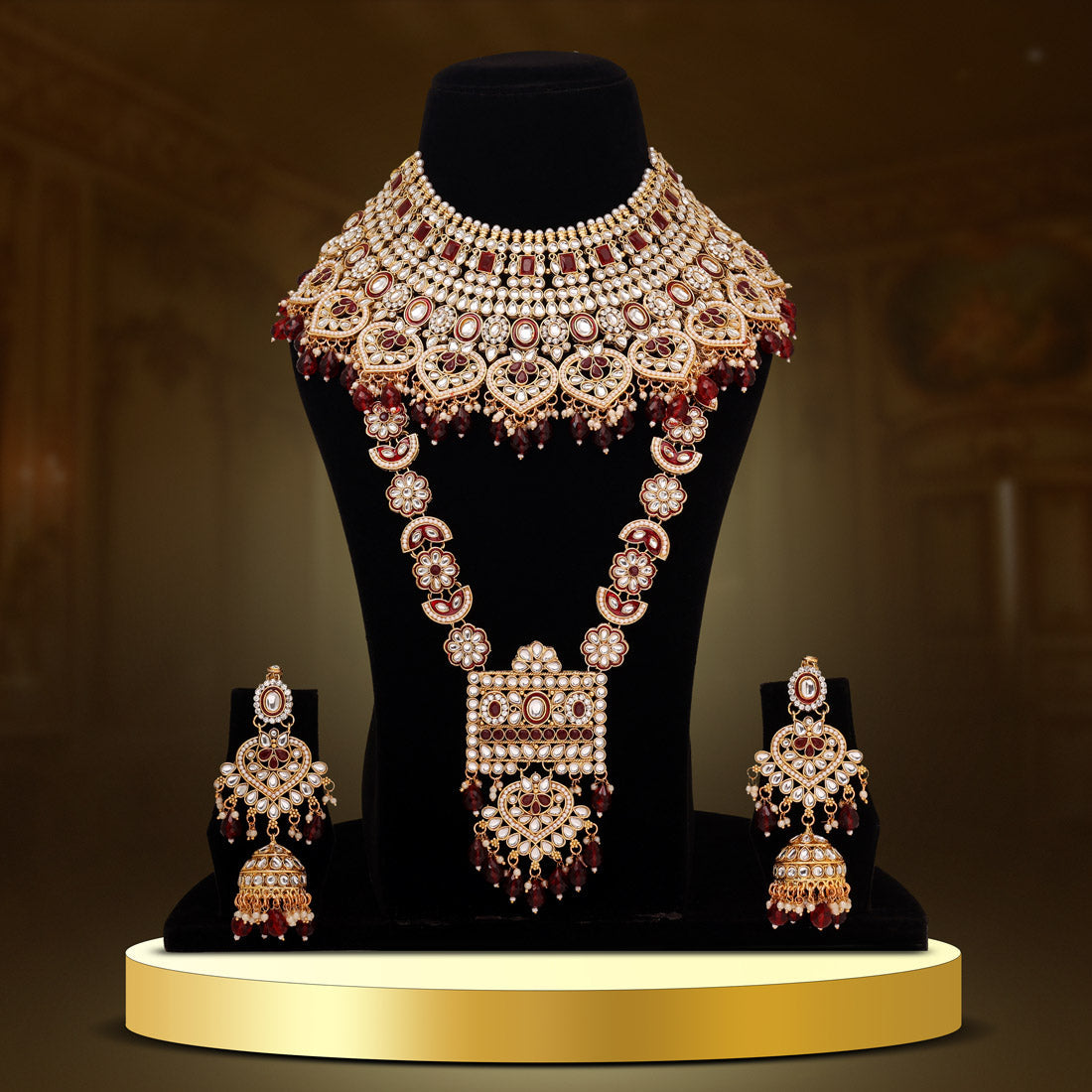 Maroon Color Kundan Dulhan Set (BDL251MRN) - Preyans.com