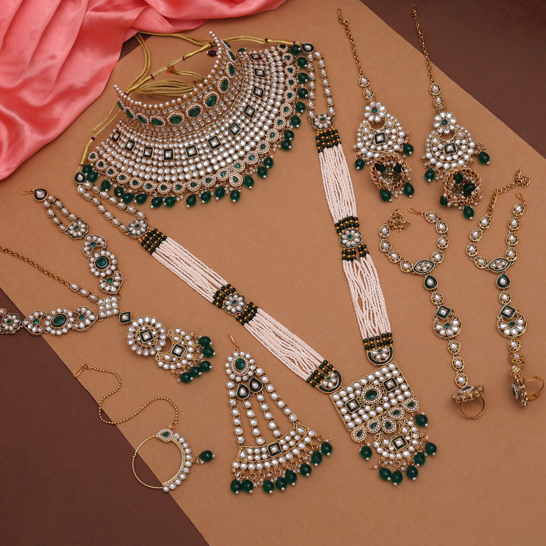 Green Color Kundan Dulhan Set (BDL252GRN) - Preyans.com